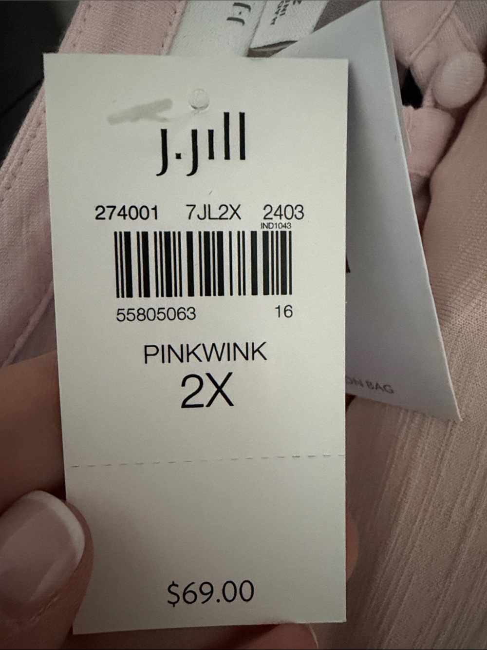 J. Jill Pale Pink Long-Sleeve Button Henley Top - Picture 6 of 6